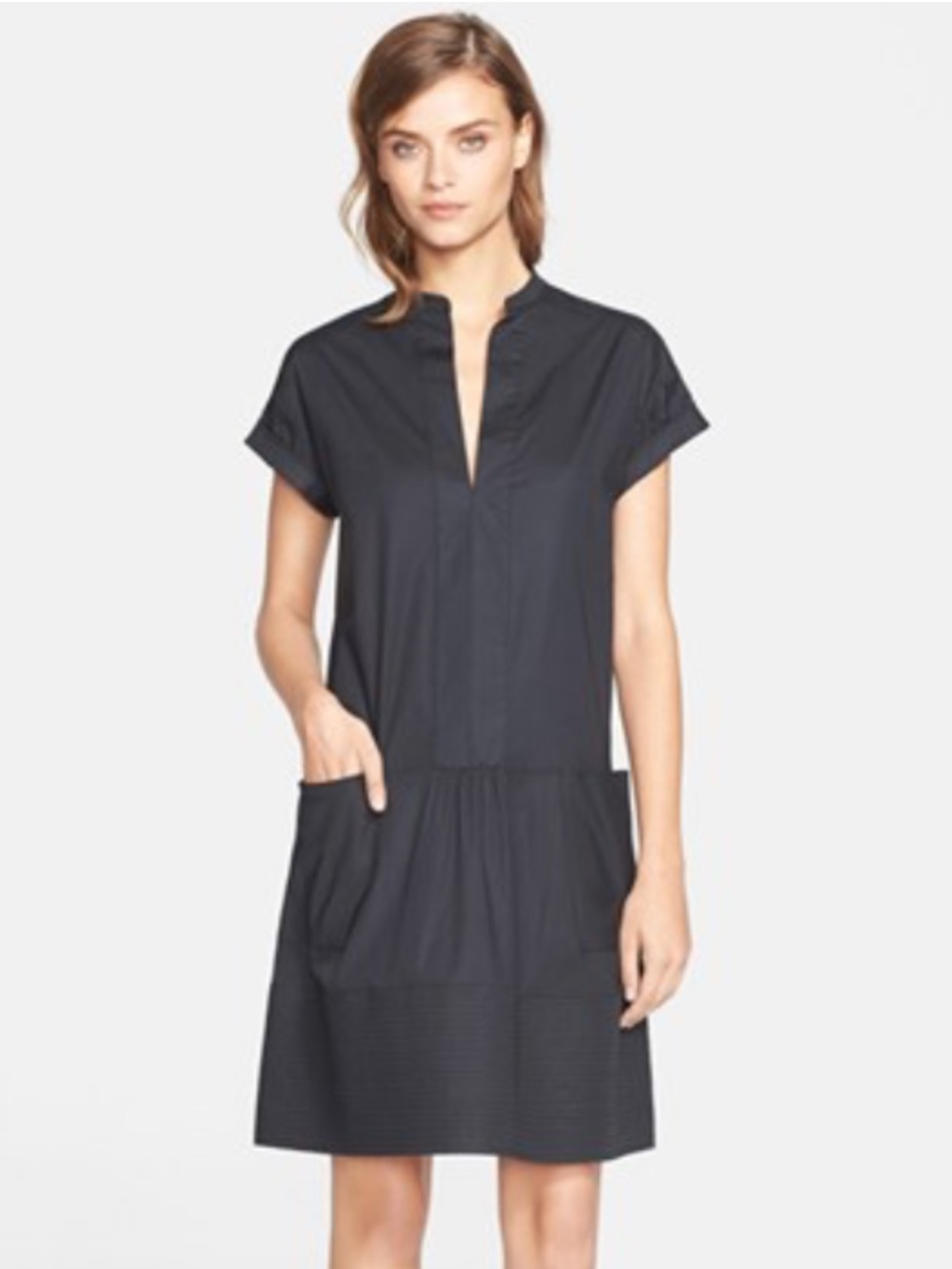 Vince Black Mini Shift Dress with Dropped Waist